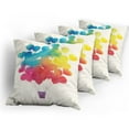 thumbnail image 5 of Ambesonne Watercolor Throw Pillow Cover 4 Pack, Air Balloon Heart, 20", Sky Blue Yellow Pink Red, 5 of 7
