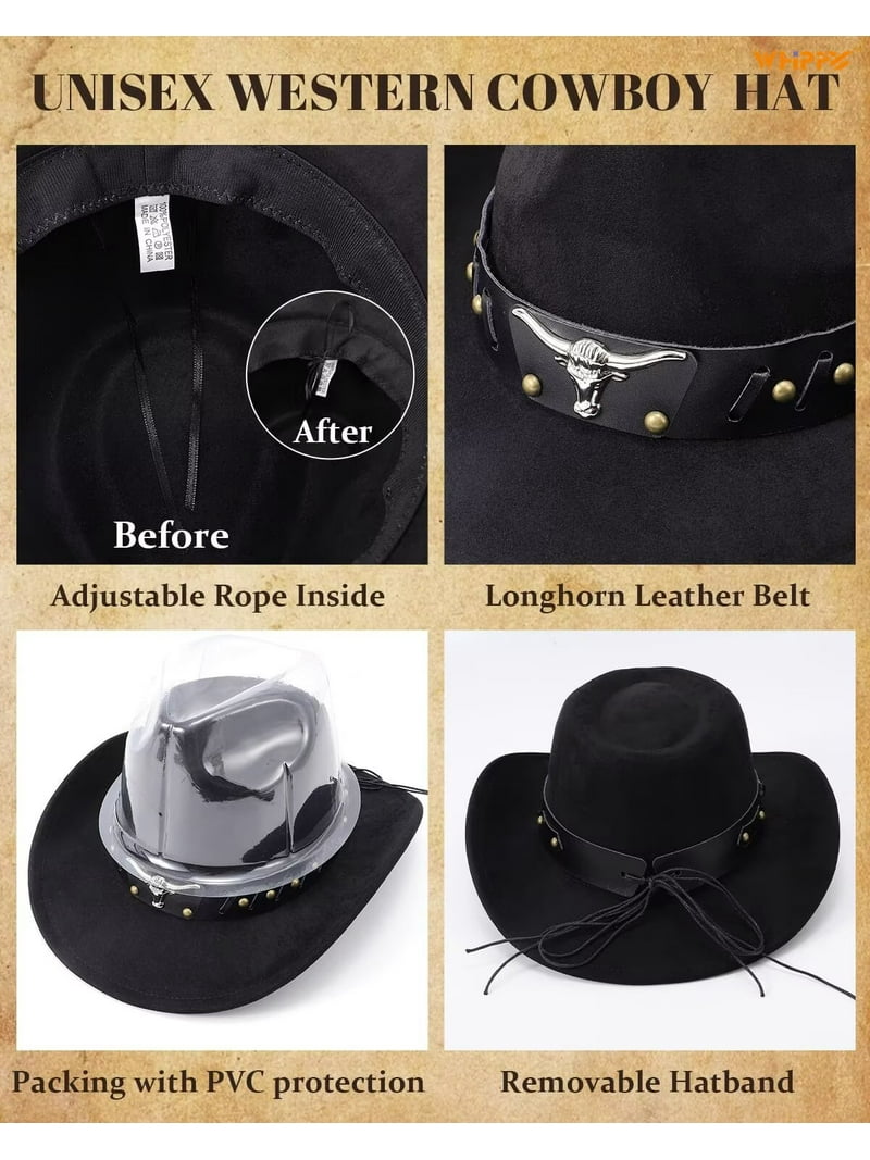 Western Cowboy Hat with Interchangeable Bands, Wide Brim Straw Cowboy Hat for Men Womens Straw Cowgirl Hat Summer  main image 2