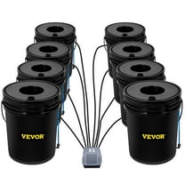 Deep Water Culture Hydroponic Kit, 8x5 Gal Buckets with Air Pump & Stones, Indoor/Outdoor Veggie Grow System