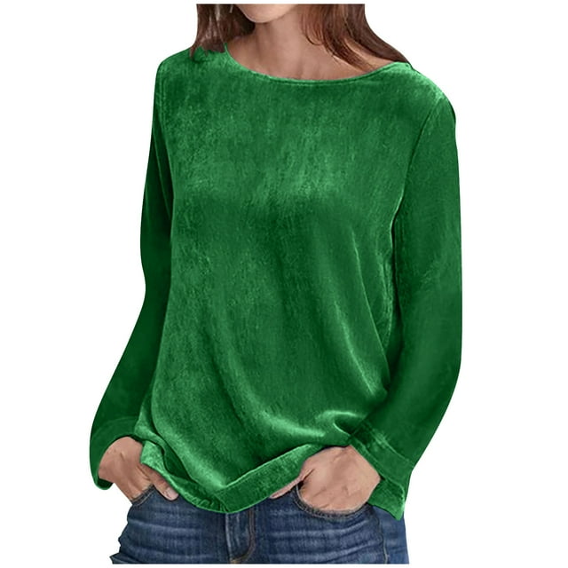 KIHOUT Mode Femmes Pull-Over Uni Manches Longues Chemise Décontractée Blouse Tops, Taille P-3TG
