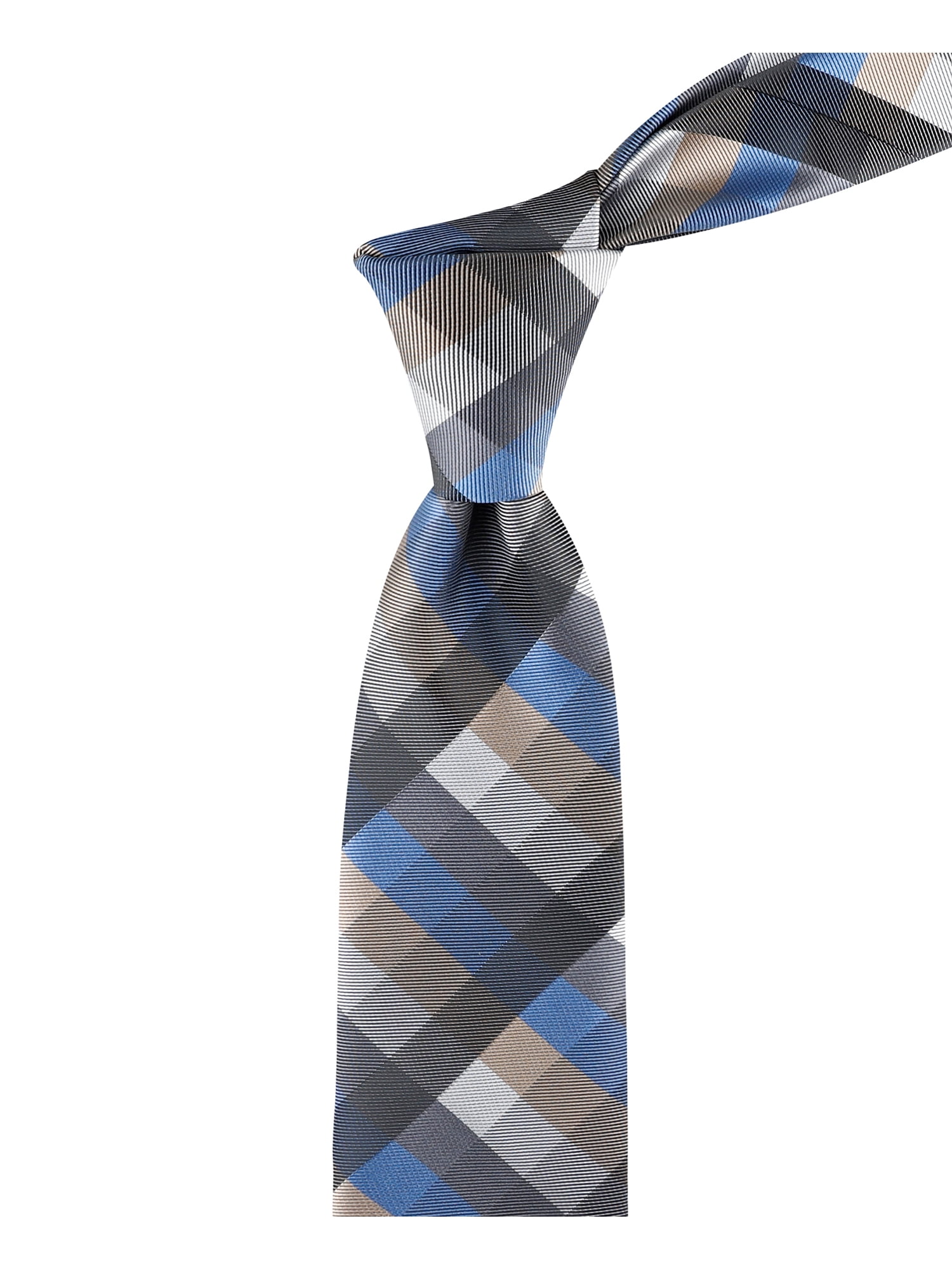 George Men's Shaded Grid Pattern Slim Width Necktie, One Size