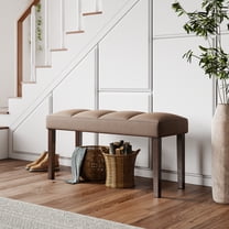 Roundhill Furniture Strata Velvet Upholstered Dining Bench, Chocolate