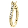 thumbnail image 3 of 14K Yellow Gold Natural Malachite Round 5mm Engraved Engagement Ring Diamond Accents, size 7, 3 of 4