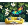 thumbnail image 4 of Butterfly Floral Wall Murals For Bedroom - Floral Botanical Murals, White Flower Wall Mural For TV Background, Butterfly Large Mural 79"W x 55"H (Not Peel and Stick), 4 of 6