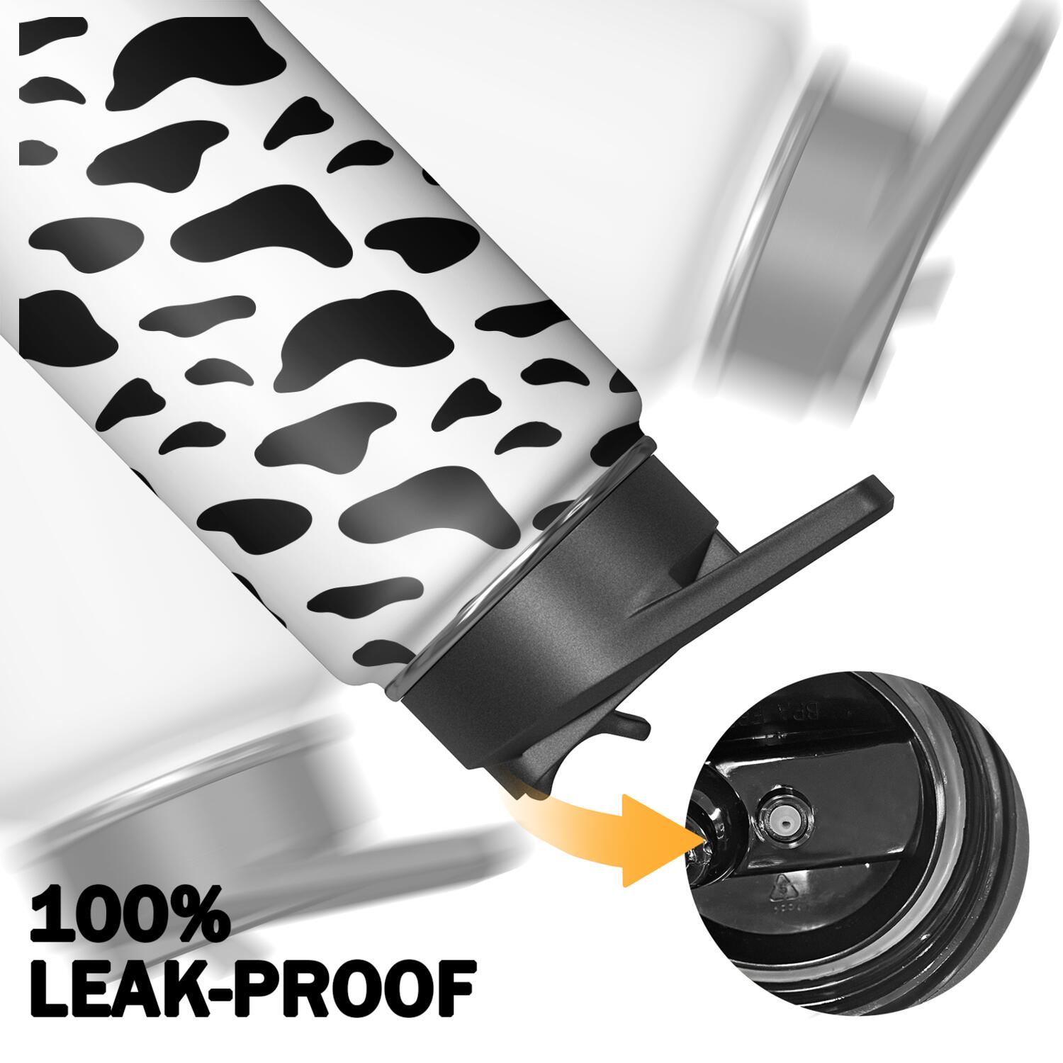 Leopard Print Insulated Stainless Steel Water Bottle with Straw & Cleaning Brush – 18 Oz | Leakproof, BPA-Free, 304 Stainless Steel, Wide Mouth, Travel Mug for Car, Gym, Office