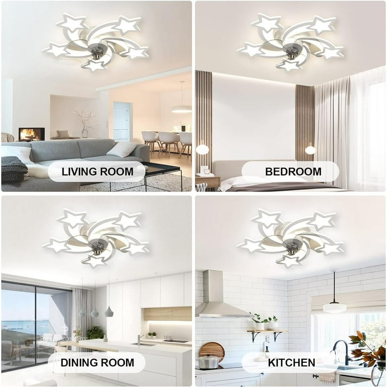 Leeaglegry 28 Inch Kids Ceiling Fans With Lights Flush Mount Fan Remote White Modern Girls Dimmable Led Reverse 6 Sds For Bedroom Living Dining Room Com