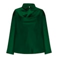 thumbnail image 5 of Atogsazn Women's Silk Satin Blouse Casual Long Sleeve Tops Bussiness Work Shirt Tunic Tops Outfit Outerwear 02-Green M Fashion, 5 of 6