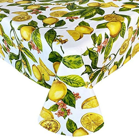 

Newbridge Zesty Lemons Vinyl Flannel Backed Tablecloth Lemon Vine Indoor/Outdoor Waterproof Tablecloth Picnic Barbeque Patio and Kitchen Dining 60 Inch x 102 Inch Oblong/Rectangle
