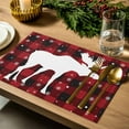 thumbnail image 4 of Christmas Placemats Set of 4, Moose Reindeer Place Mats Red Buffalo Check Plaid Snowflake Placemat Table Decoration for Kitchen Table Dinner Xmas Holiday Party Home Decor Indoor Outdoor 13x19 Inch, 4 of 9