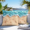thumbnail image 3 of Throw Pillow Covers 16x16 Inch Set of 2, Ocean Beach Waterproof Outdoor Pillow Covers, Starfish Sea Waves Coastal Seaside Sand Decorative Cushion Pillowcases for Couch, Sofa, Bed, Garden, Patio, 3 of 9