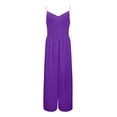thumbnail image 4 of Jumpsuit Womens Casual Solid Color Two Pearl Strap Sweetheart V Neck High Waist Tube Jumpsuit Pants Summer Dressy Rompers Jumpsuit,Purple Women'S Polyester Jumpsuit M, 4 of 5
