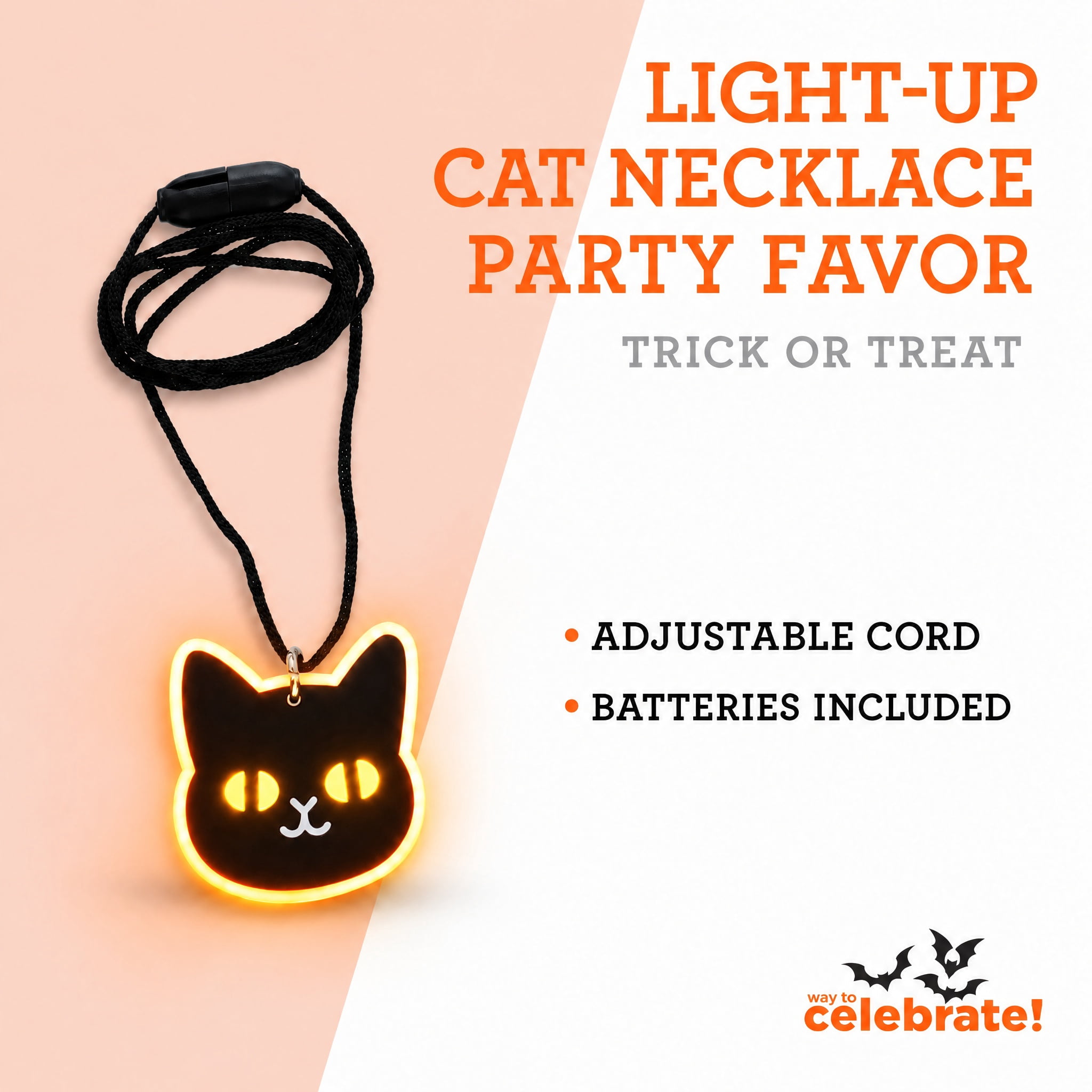 Light-Up Cat Necklace Party Favor, Black, Halloween by Way To Celebrate