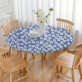 thumbnail image 3 of Blue Daisy Flower Pattern Round Fitted Tablecloth with Elastic Edge,Dining Table Cover Waterproof,Outdoor Round Tablecloth for Camping,Dining,Indoor and Outdoor, 3 of 7
