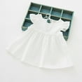 thumbnail image 4 of Huowey Toddler Kids Baby Girls Ruffle Dress Sleeveless Solid Color Crewneck Linen Breathable A-Line Elegant Party Dress Casual Fashionable Cozy Stylish Formal Birthday Clothes,White,18-24 Months, 4 of 6