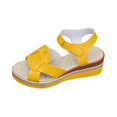thumbnail image 3 of THDHVS Wedge Sandals for Women,Womens Sandals Dressy,Solid Color Women's Peep Toe Beach Sandals with Flat Wedge Heel Yellow, 3 of 9