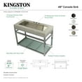 thumbnail image 6 of Kingston Brass KVSP4922B1 Kingston Commercial 49" Stainless Steel Console Sink with Steel Base and Glass Shelf (8-Inch, 3-Hole), Brushed/Polished Chrome, 6 of 7