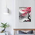 thumbnail image 3 of Wuche  Cherry Blossom Decor - Japanese Decor Cherry Blossom Wall Art Black White Wall Art Pink Floral Painting Art Paintings Living Room Wall Decorations Wall Decor Bedroom Framed  12x16 in, 3 of 4