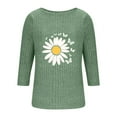 thumbnail image 3 of Womens Tops Plus Size 3/4 Sleeve Floral Print Round-neck Casual Fall Winter Blouses Shirts Top 1-Green S, 3 of 5