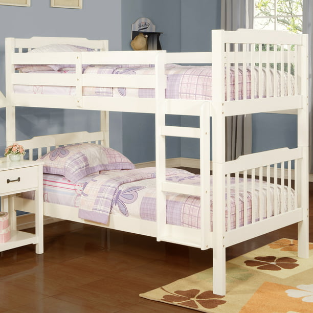 Chelsea Lane Elise Convertible Twin Over Twin Wood Bunk Bed White