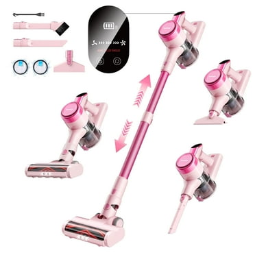 Homeika Cordless Vacuum Cleaner, 300W 23KPa Powerful Suction Vacuum with LED Display, 3 Suction, 48mins Runtime, Lightweight Stick Cleaner with Sofa Brush for Hard Floor/Carpet/Pet Hair/Car, Pink