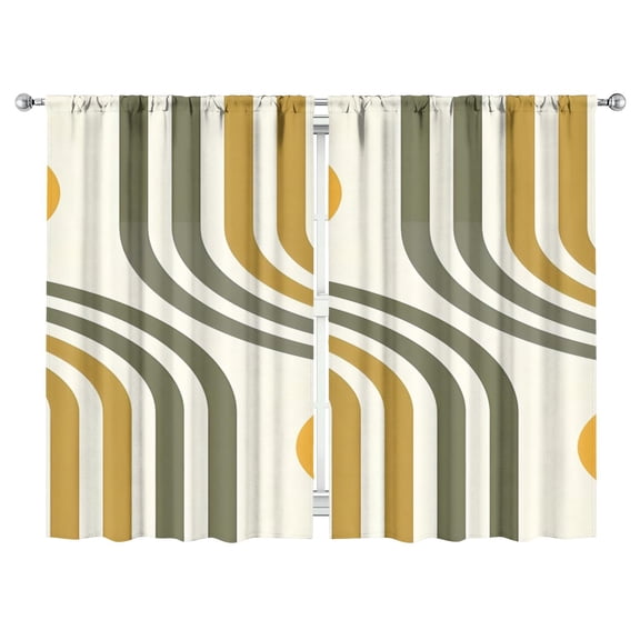 Modern Abstract Geometric Lines Boho Curtains-Blackout Curtains Bedroom Decor Living Room Darkening Grommet Window Drapes 2 Panels Set 52"x 84"