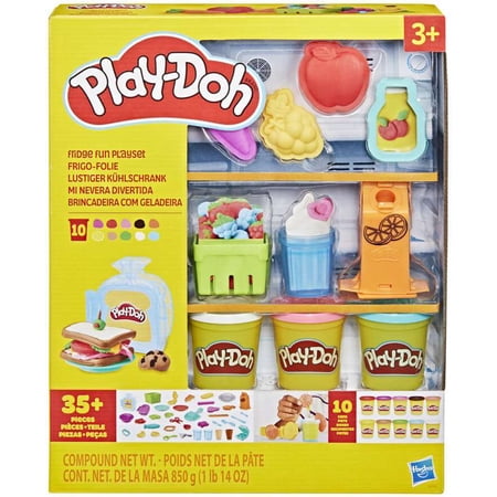Play-Doh Fridge Fun Playset with 38 Kitchen Tools 10 Large 3 oz. Cans of Modeling Compound Food Molds Stampers & Accessories for Kids Ages 3+