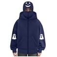 thumbnail image 4 of felwors Women's Long Sleeve Halloween Zip-Up Hoodie with Face Mask Oversized Graphic Sweatshirt for Fall Festive Navy for Size XXXL, 4 of 6