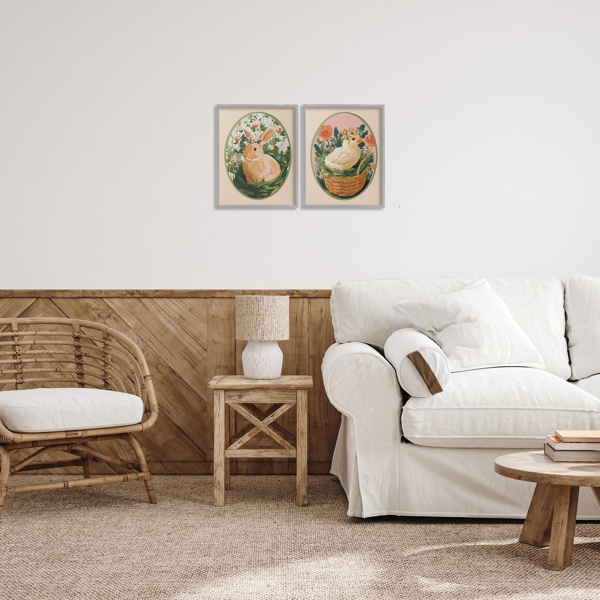 Stupell Industries Bloom Nest Animals 2 Piece Gray Framed Giclee Art Set, design by Yen