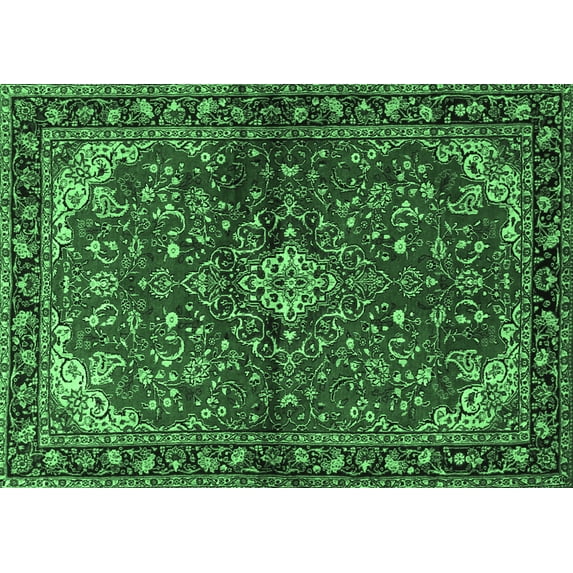 Ahgly Company Indoor Rectangle Persian Emerald Green Traditional Area Rugs, 4' x 6'