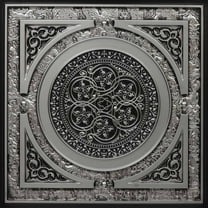 225-Steampunk 2 ft. x 2 ft. PVC Glue-up or Lay in Ceiling Tile in Antique Silver (100 Sq.ft / Pack) - 25 Pieces