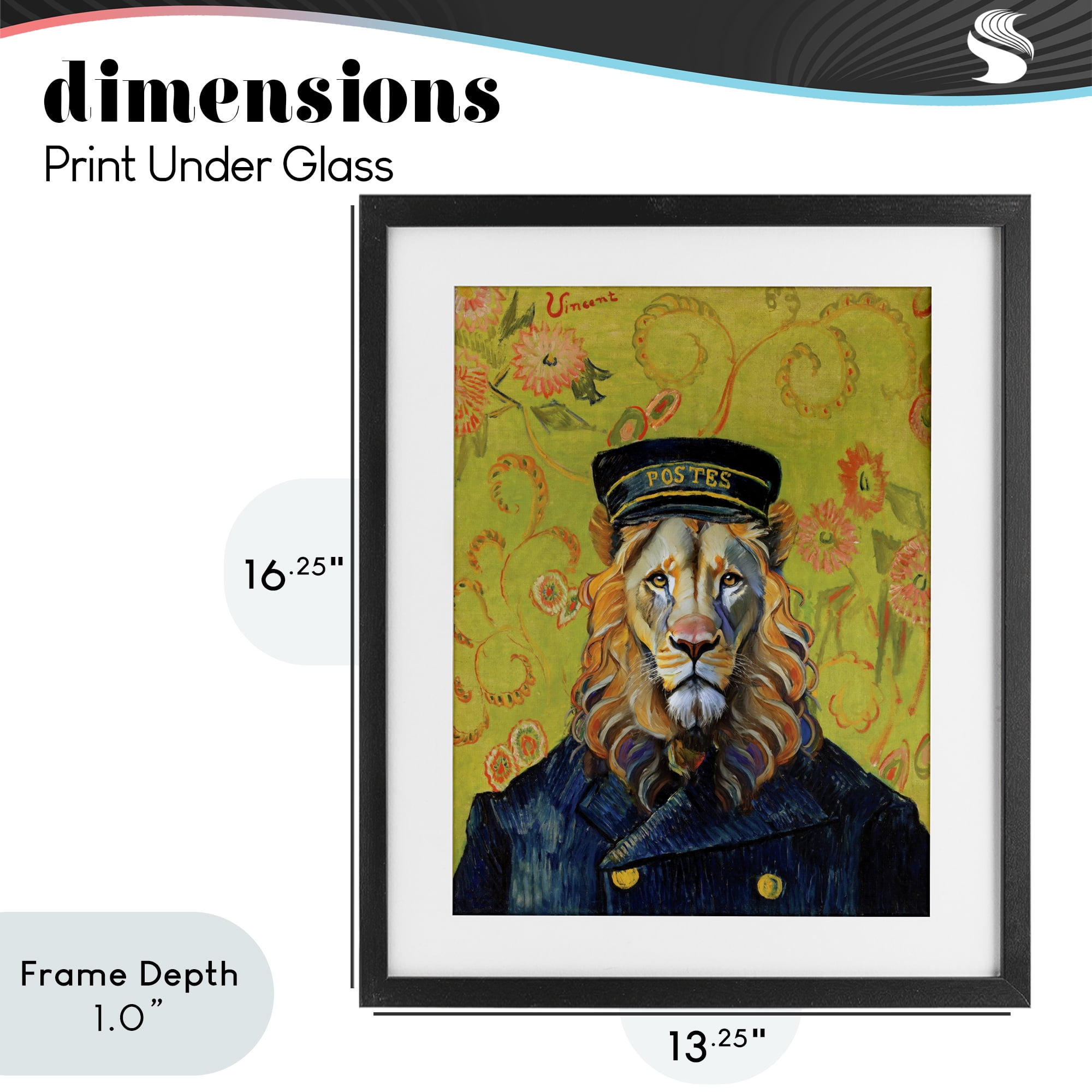Stupell Industries French Lion Postmaster Black Framed Print Under Glass, design by Grotto Studios