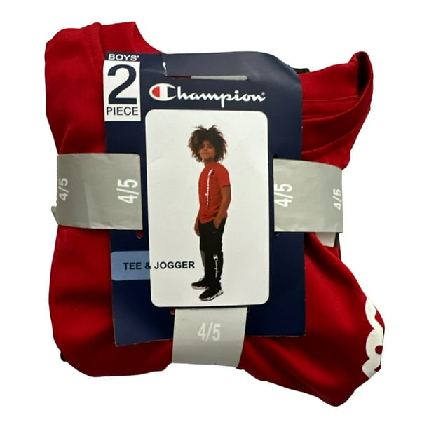 Champion Boy's Lightweight 2 Piece Tee & Jogger Active Set(New Ripe Red