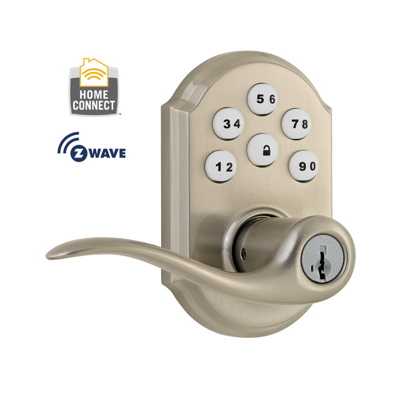 Photo 1 of Kwikset 912TNL-ZW Tustin Electronic Keyless Keypad Door Lever Set with Z-Wave Technology - Satin Nickel