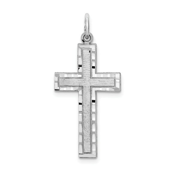10K White Gold Charm Pendant Themed 30 mm 16 Cross