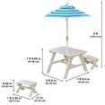 thumbnail image 5 of KidKraft Wooden Outdoor Table & Bench, Children's Furniture, White with Turquoise & White Umbrella, 5 of 12