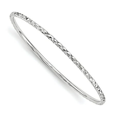 Sterling Silver 6.5in Just Like Mommy Diamond Cut Slip-on Child's Bangle Bracelet
