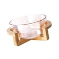thumbnail image 2 of Cuenco para servir ensaladas Cuenco para comida con soporte de madera Cuenco elegante transparente para pasteles Cuenco para mezclar para bocadillos A, 2 of 9