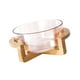 thumbnail image 2 of Cuenco para servir ensaladas Cuenco para comida con soporte de madera Cuenco elegante transparente para pasteles Cuenco para mezclar para bocadillos A, 2 of 9