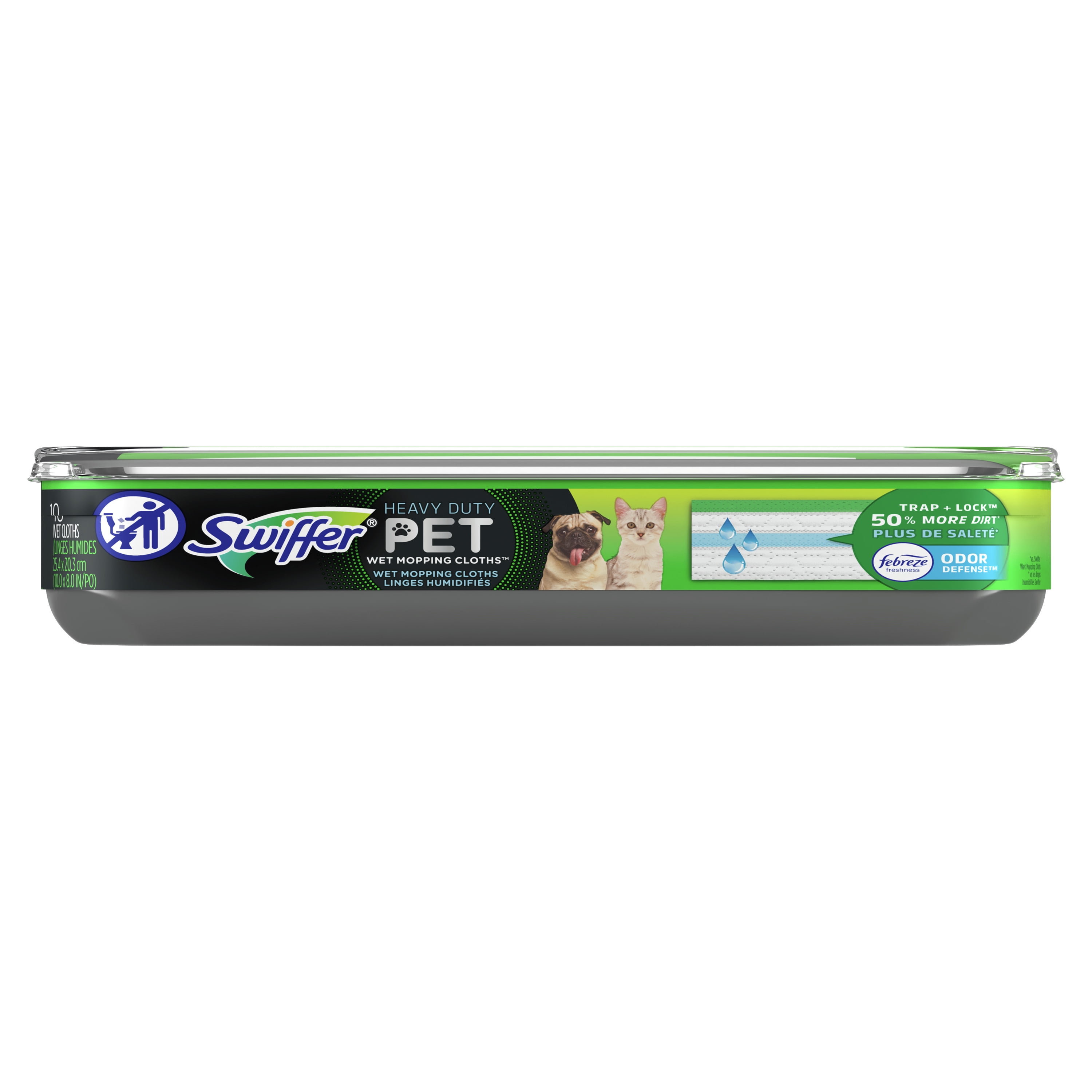 Swiffer Sweeper Heavy Duty Pet Wet Refills, Febreze Odor Defense, 10 Ct