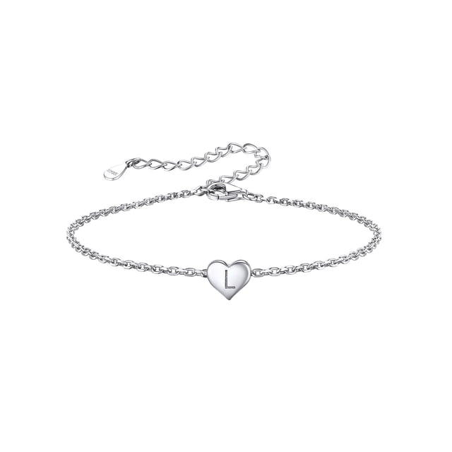 Pulsera de plata esterlina 925 Silvora con inicial L para mujeres