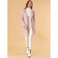 thumbnail image 3 of Abrigo Largo Con Cinturón Y Solapa De Invierno Para Mujer Con Bolsillos Rosa M, 3 of 6