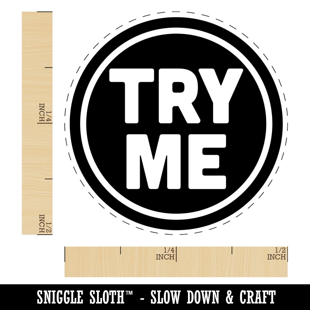 Try Me Sample Self-Inking Rubber Stamp Ink Stamper - Brown Ink - Mini 1/2 Inch