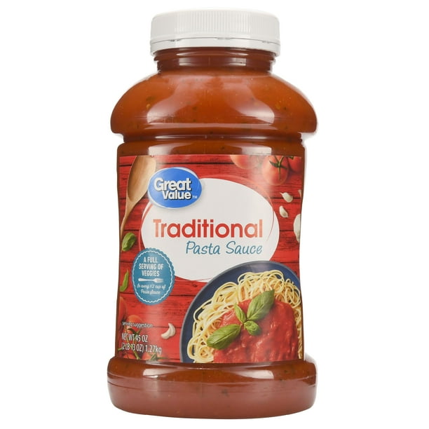 (6 Pack) Great Value Traditional Pasta Sauce, 45 oz
