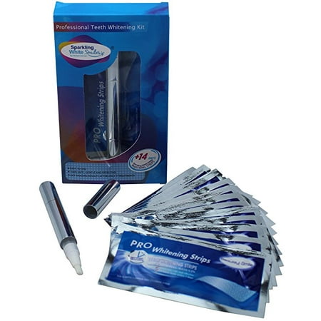 - Sparkling White Smiles Pro Teeth Whitening Strips and Pen | Teeth Whitening Kit Contains 28 Tooth Whitening Strips (14 Upper & 14 Lower) + Teeth Whitener Pen | Mess-Free, Easy to Use, Fast Results