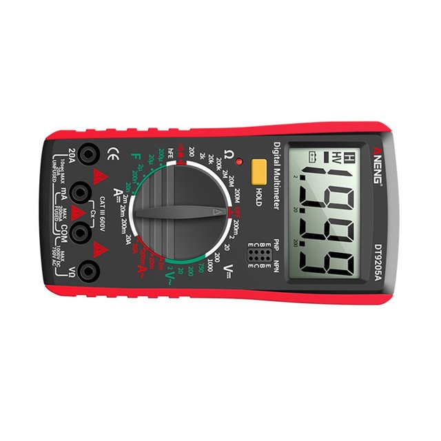 Speravity Multímetro digital DT9205A Multímetro Tester Medidor de voltaje de rango manual True RMS Transistor Tester Herramienta de Medidores de medidas dimensionales
