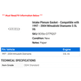 thumbnail image 2 of Intake Plenum Gasket - Compatible with 1997 - 2004 Mitsubishi Diamante 3.5L V6 1998 1999 2000 2001 2002 2003, 2 of 2