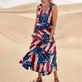 thumbnail image 2 of Women's Breathable Summer Dress Sleeveless Cotton Linen Sundress with Patriotic Print, Casual Pocket Design for Outdoor Wear,Red 2XL, 2 of 5