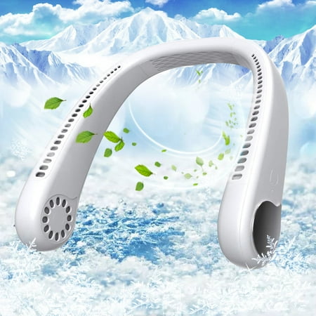 

Morttic Portable Neck Fan 360° Hands-Free Bladeless Fan Leafless Wearable Personal Fan USB Rechargeable Dual Wind Headphone Design Desk Fan 3 Speeds White for Sports Travel Office Home (White)