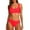Red, variant on Swimsuit Coverup for Women 2 Piece Neck Crop Top High Cut Sporty High Waisted Bottoms Beach Vacation Essentials,Orange,XS