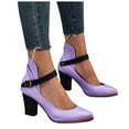 thumbnail image 4 of Clearance VerPetridure Women's Sandals Summer Casual Single Shoes High Heel Buckle Square Heel Patchwork Pump Sandals, 4 of 8